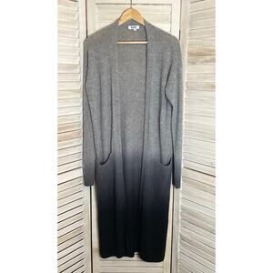 525 America 100% Cashmere Gray Marled Ombré Duster Open Cardigan S
